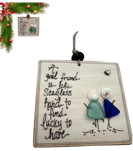Ornement D’amitié En Cœur Acrylique Verre De Mer – Déco Suspendue Pour Noël, Maison, Jardin (8x8 Cm) - 7