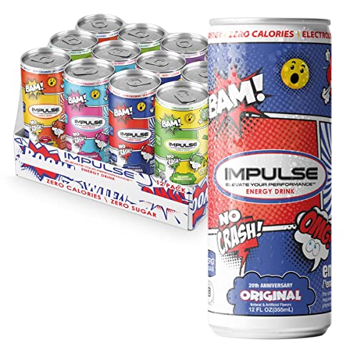 IMPULSE Energy Drink, Great Tasting, Boost Energy, No Crash, Zero Sugar