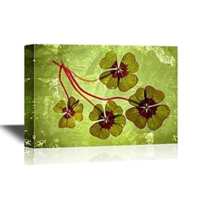 Canvas Wall Art - Four Leaf Lucky Clover - Gallery Wrap Modern Home Art | Ready to Hang - 12x18 inches