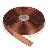 Topenca Supplies 1/2 Inches x 50 Yards Double Face Solid Satin Ribbon Roll, Brown