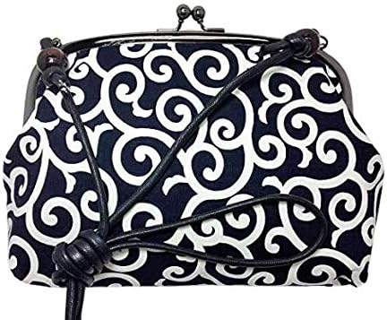 Amazon 日本製 和柄 がま口 ポシェット 唐草 紺 ショルダーバッグ 肩掛け ポーチ バッグ 袋物 財布 スマホケース 祭 神輿 太鼓 半纏 浴衣 甚平 作務衣 江戸 東京 京都 土産 開運 金運 風水 誕生日 父の日 母の日 ギフト