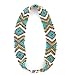 Wigspedia Native American Pattern Handmade Elastic Stretch Seed Bead Hair Accessories (Turquoise White Bronze Diamonds)