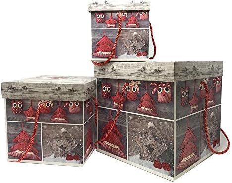 The Wrap It Elegant Decorative Themed Nesting Gift, Storage Box For Birthday Gift, Easy To Assemble and Reusable-No Glue Required, Large/Medium/Small, Set of 3 (Christmas Tree And Star)