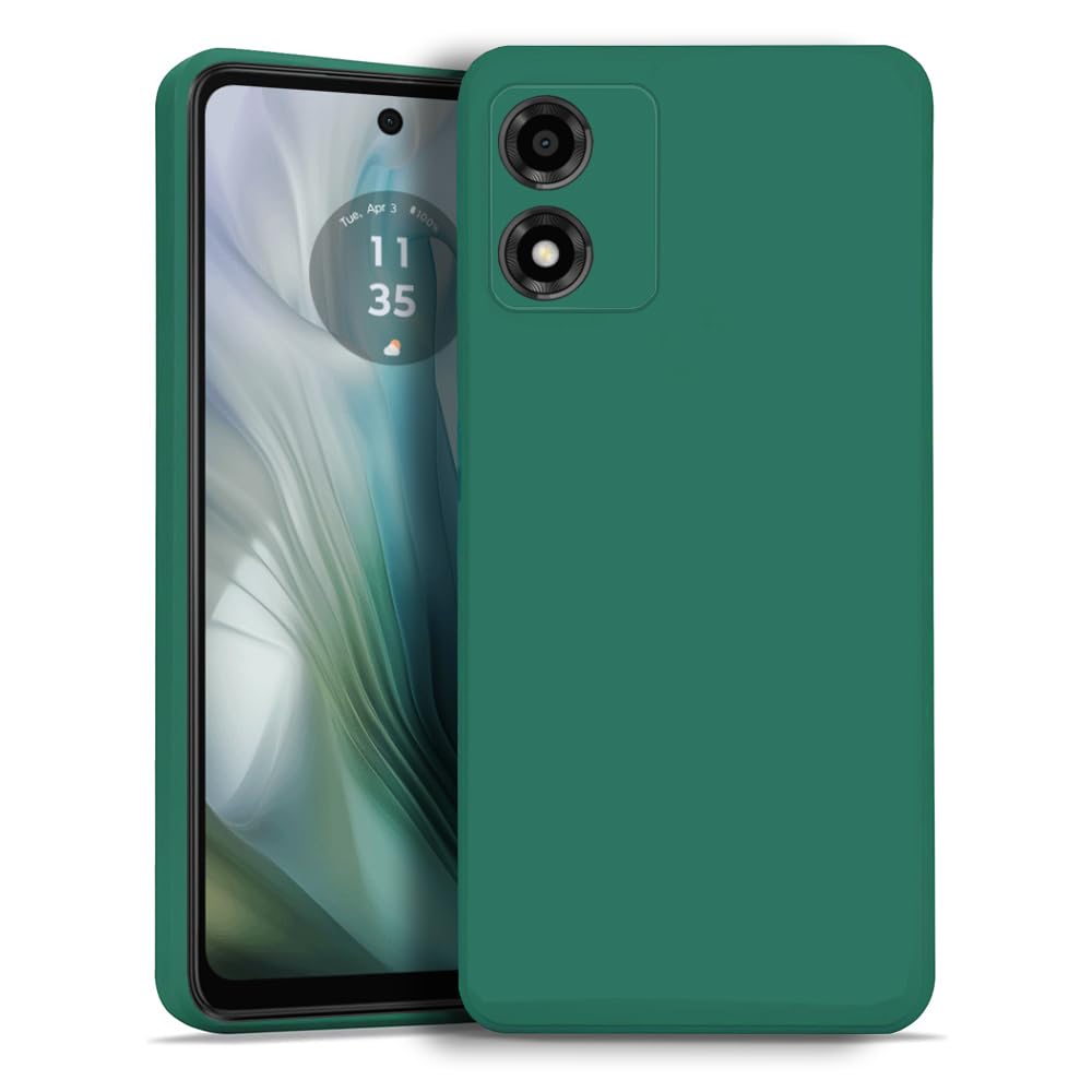 KRUSKY Liquid Silicone Case for Motorola Moto E14/G04/G04S, Soft Gel Rubber Anti-scratch Shockproof Slim Full Body Protection Phone Case Cover Compatible with Moto E14/G04/G04S (Green)