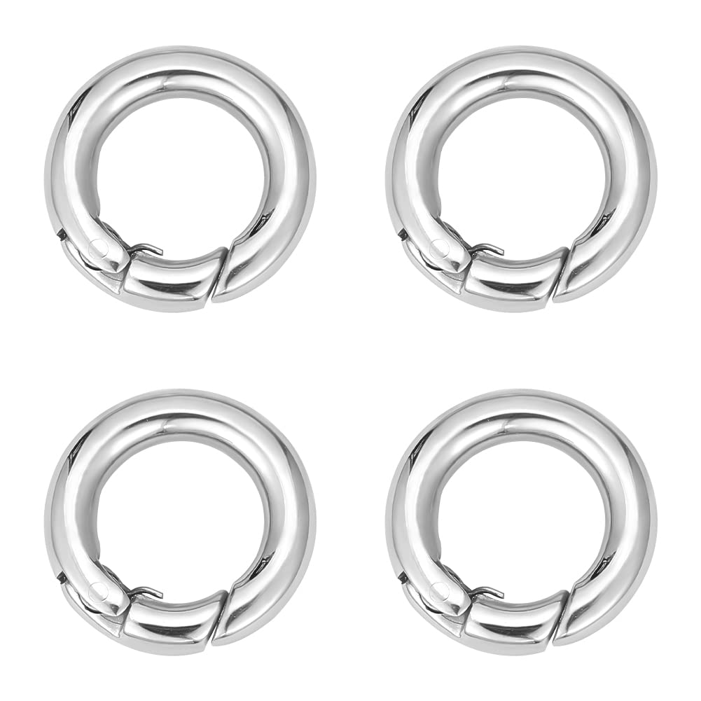 UNICRAFTALE 4pcs Stainless Steel Spring Gate Rings 15mm Inner O Rings Keychain Ring Round Gate Round Clips Snap Hooks Spring Keyring Buckle Clasps for Bag Purse Shoulder Strap Key Chains