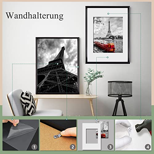 Dmyifan Set of 5 Picture Frames DIN A4 Black with Plexiglas, Frame for Standing and Hanging for Photos, Portraits, Picture Frame