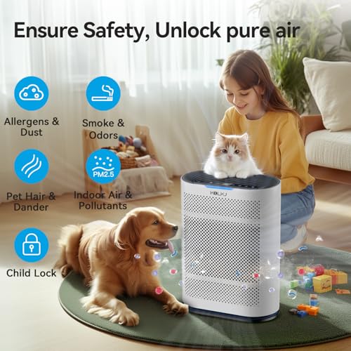 Air Purifiers for Large Room - Up to 2100 Ft² HEPA Air Purifiers Bedroom Air Filter with Sleep Mode, Auto Mode, 3 in 1 Filter Effectively Clean 99.97% Smoke, Dust, Pets Dander, Odors White