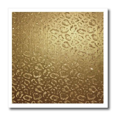 3dRose Glam Faux Gold Leopard Print Iron On Heat Transfer, 10"