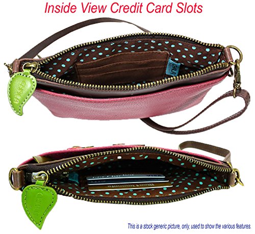 Chala Mini Crossbody Handbag, Multi Zipper, Pu Leather, Small Shoulder Purse Adjustable Strap - Dragonfly - Turquoise