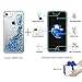 Maxdara iPhone 8 Case, iPhone 7 Glitter Liquid Women Case Tempered Glass Sreen Protector Floating Bling Sparkle Luxury Pretty Protective Girls Case iPhone 6 6s 7 8 4.7 inches (Blue)