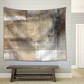 Brown and Beige Abstract Art Painting - Fabric Wall Tapestry Home Decor - 51x60 inches