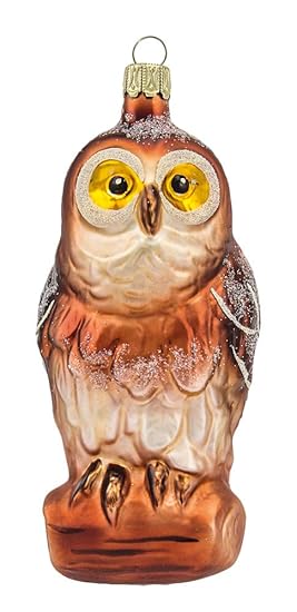 Thüringer Glasdesign Eule 11cm - Braun - A061-2523-9130 - Glasschmuck Weihnachtsbaum Christbaumschmuck Anhänger Behang