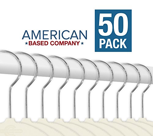 Closet Complete Premium Quality, True-Heavyweight, 80-gram, Virtually-UNBREAKABLE Velvet Hangers, Ultra-Thin, Space Saving, No Slip Hangers, Best for SUIT, Dress, Pants, Shirt, 360° Spin, CHROME Hooks, Pink Set of 50