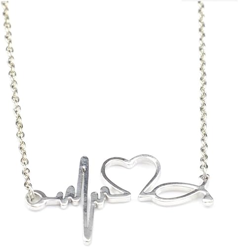 Amazon ネックレス 杜屋トヤ レディースメンズ ネックレス ジュエリー ハートビート ハート形 心電図 ネックレス ペンダント リズム人気 ネックレス プレゼント ネックレス 通販