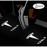 Carwiner Tesla Model 3/Y/S/X LED Puddle Lights Car Logo Projector Door Step Light Accessories Interior Lights 2 Pack (T logo