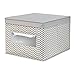 mDesign Large Fabric Stackable Closet Organizer Box, Clear Window/Lid - Bedroom, Office, Bathroom, Mudroom Organization, Shoe, Sweater, Clothes Storage, Spira Collection, 6 Pack, Taupe/Natural Chevron