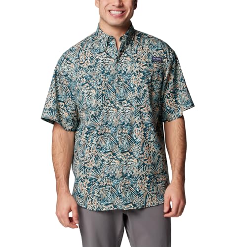 Columbia Men's Super Tamiami Short Sleeve Shirt, Midnight Teal Tunado, Medium
