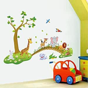 miaoqiushiyi Dibujos Animados 3D Pegatinas De Pared Selva Animal