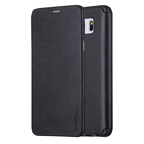 Capa Flip X-LEVEL para Galaxy Note 5, X-Level Fib II [Couro PU][Fina][Suporte TPU], Samsung Galaxy Note 5 (N920G) - Preta