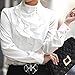 Women's Lace Ruffle Neck Blouse Long Sleeve Stand Collar OL Shirt Tops White XXL,White,XX-Large