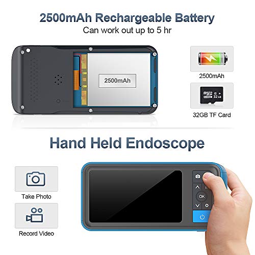 Pipe Sewer Inspection Camera, Dual Lens 1080P Industrial Endoscope, 4.5" Screen Waterproof Borescope Snake Camera with 6 LED, 16.4FT Semi-Rigid Cable Endoscope, 2500mAh Battery, 32GB TF Card - Thumbnail 5