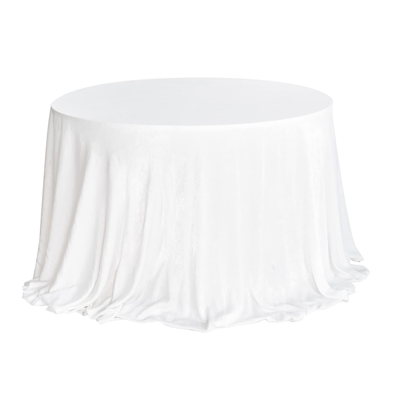 Photo 1 of Ling's moment White Wedding Table Cloths in Premium Crumpled Velvet, 9ft x 11ft, Fits 4ft/6ft Rectangular/Round Sweetheart&Head Table for Wedding Reception, Bridal Shower, Birthday Decoration,Banquet