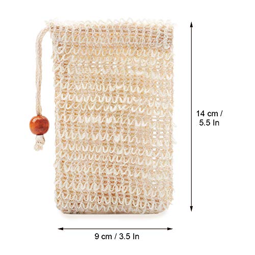 MOMSIV Exfoliating Soap Bags for Shower, 5 Pack Natural Ramie Soap Saver Pouch Homemade Soap Mesh Bag with Drawstring