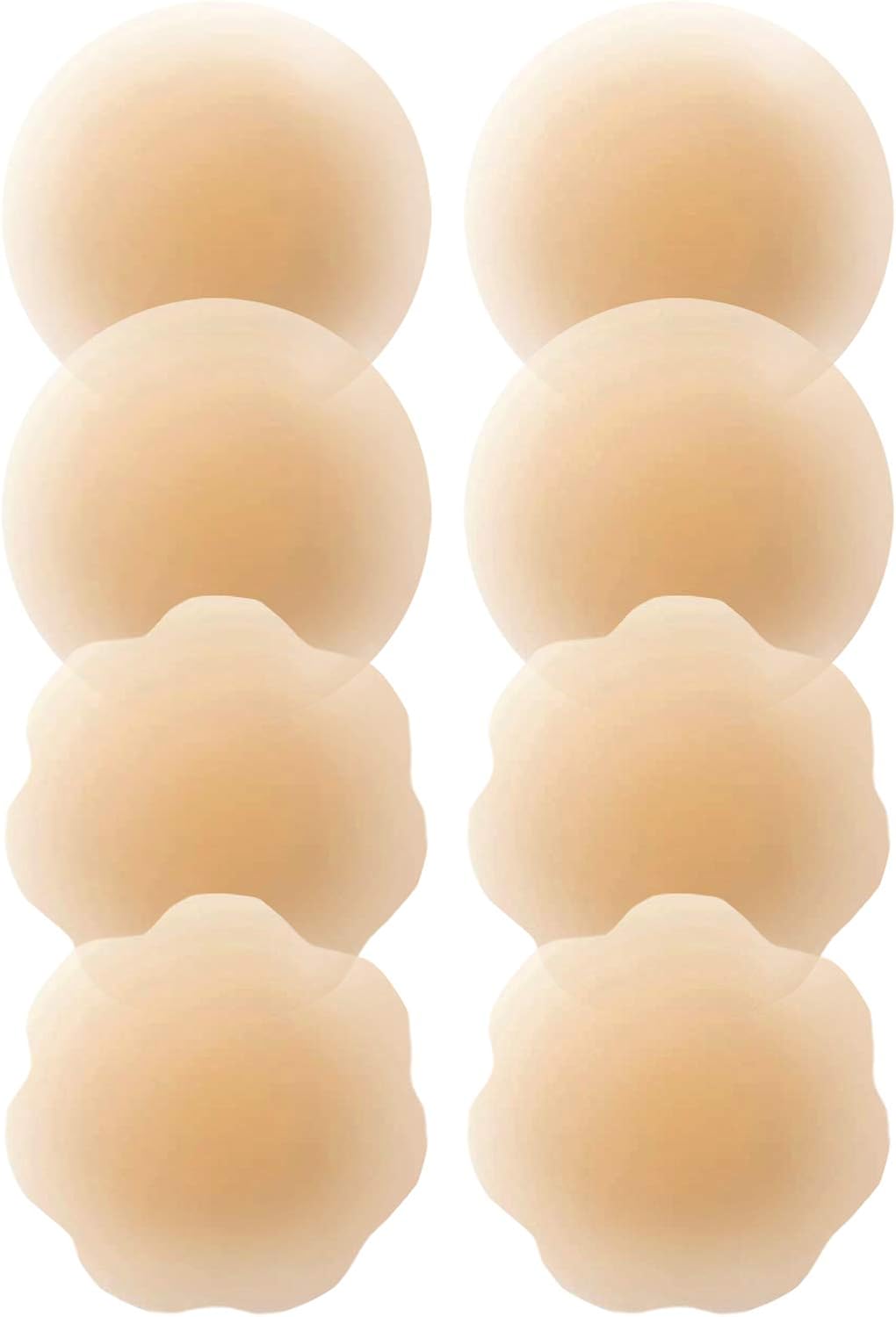 QUXIANG 4 Pairs Pasties Women Nipple Covers Reusable Adhesive Silicone Nippleless Covers (2 Round+2 Flower)
