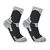YUEDGE Men's 2 Pack Antiskid Wicking Cushion Cotton Socks For Outdoor Camping Hiking backpacking Sports(2 Pack Dark Grey)
