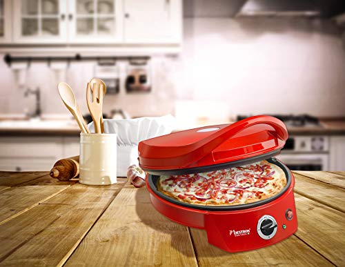 Bestron APZ400 elektrische pizzaoven, grill met boven- en onderwarmte, pizzagrill tot max. 180 ° C, 1800W, rood, 37,5x31x16 - Afbeelding 7