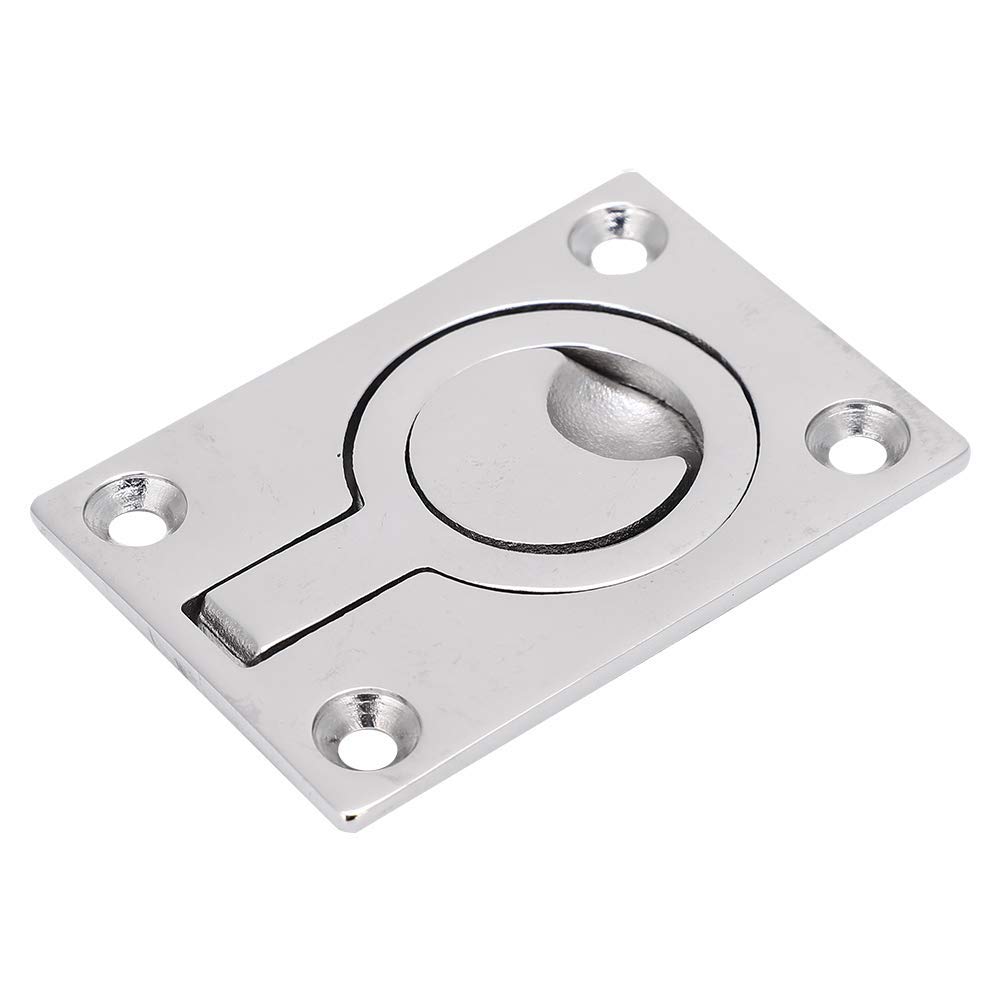 Alomejor Square Flush Pull Ring Handles Stainless Steel Marine Boat Deck Lifting Ring Hidden Recessed Boat Hatch Door Knob Handle Pull Ring(64 * 44)