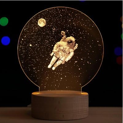 Night Light Glass Creative Ornaments LED Light Birthday Valentine's Day Gift,Astronauts