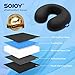 Sojoy Memory Foam Travel Pillow Head Neck Chin Support for Comfortable Sleep Long Trip on Car, Airplane Adults Size(12X11X4)