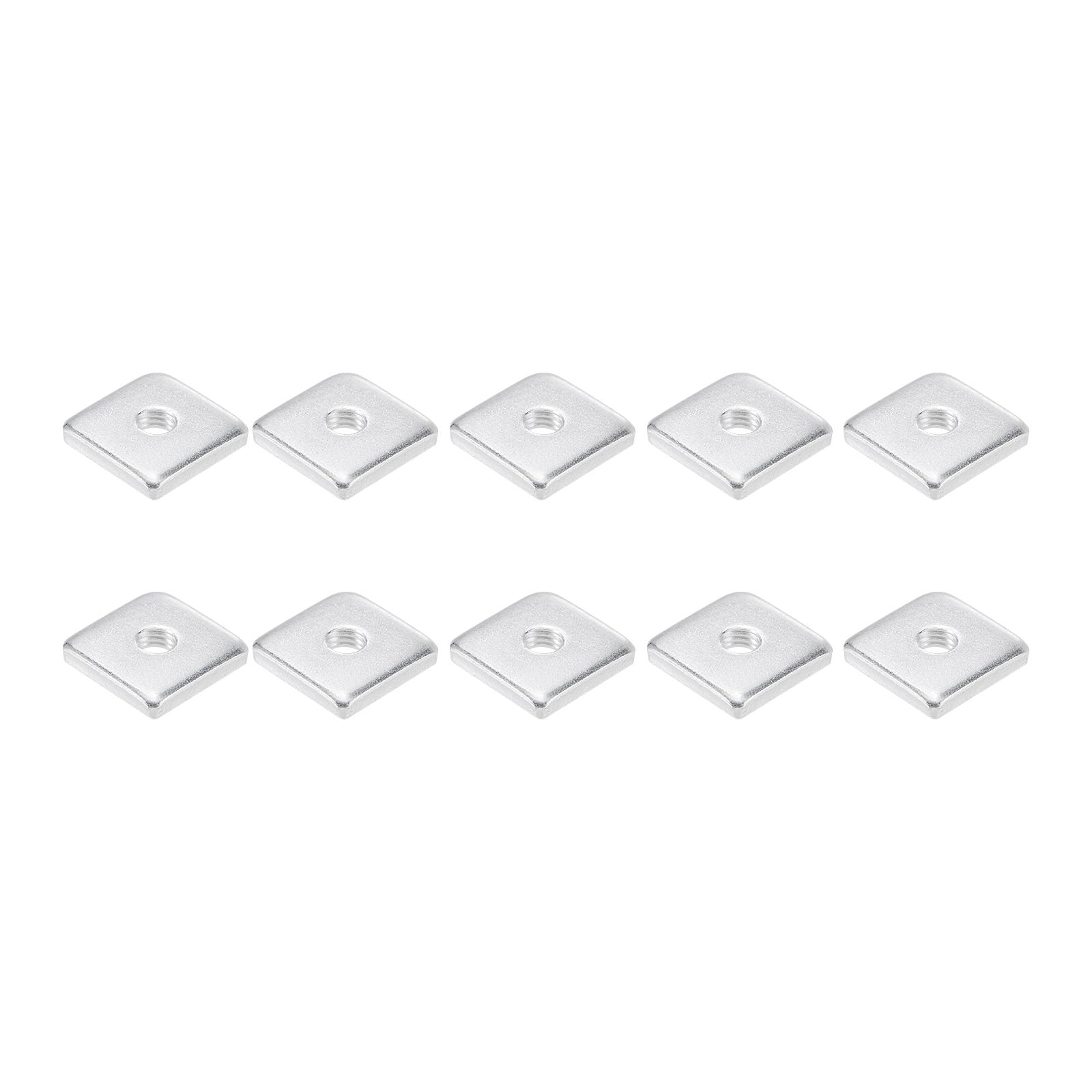 METALLIXITY Square Nuts (M8x25x5mm) 10Pcs, Carbon Steel Hardware Nuts - for Furniture Construction Mechanical Equipment Fasteners, Silver Tone