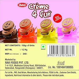 Dukes Crème 4 Fun Orange, Strawberry, and Chocolate Flavoured Sandwich Biscuits (Pack of 8 – 1200g)