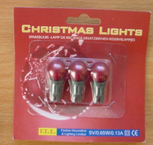 Pack of 3 Dark Red Push in Spare Bulbs for Berry Lights 5v 0.65w 0.13a