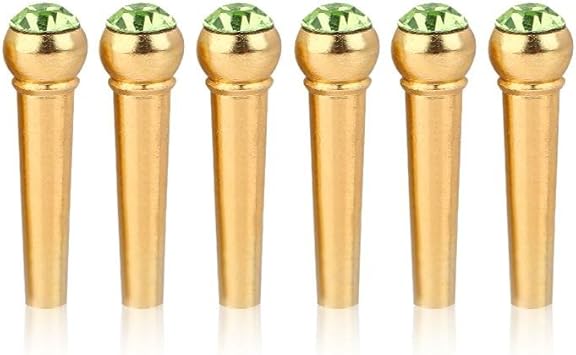 Amazon Co Jp ギターブリッジピン 真鍮素材ギターブリッジピンクリスタルガラスドット装飾ヘッド 6個 Green スポーツ アウトドア