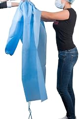 Alloyseed Adult Disposable Isolation Gowns Pack of 10 Blue Protective Long view 3