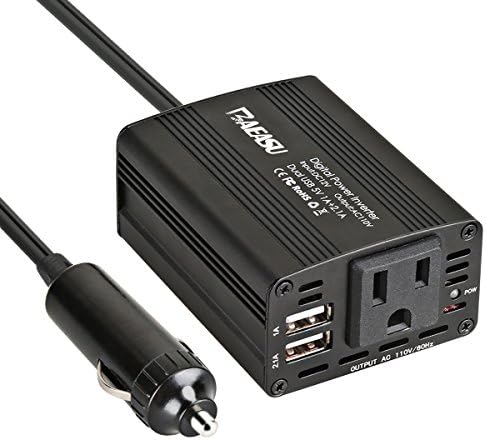 150W Car Power Inverter, BAEASU Auto Car DC 12V to AC 110V US Socket Outlet with Dual USB Charge Port (Black)