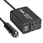 150W Car Power Inverter, BAEASU Auto Car DC 12V to AC 110V US Socket Outlet with Dual USB Charge Port (Black)