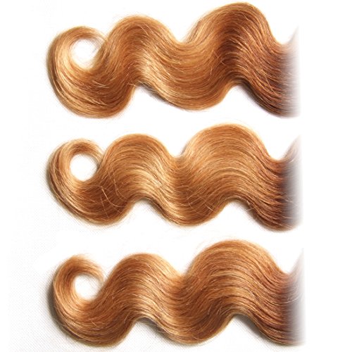 Nadula 6A Grade Brazilian Virgin Wavy Ombre Body Wave 3 Bundles Cheap Human Hair Products 95-100g/pcs Remy Weave Extensions Natural Color (16 18 20, T1b/4/27)