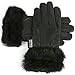 Alpine Swiss Womens Leather Dressy Gloves Faux Fur Trim Cuff Thermal Lining Black 2XL