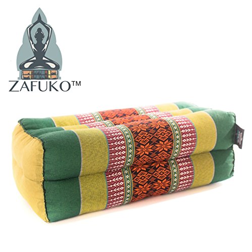 Zafuko Yoga, Meditation, Kundalini and Pilates Cushion (Zafu) Block, Bolster, Floor Pillow, Prop 100% Organic Kapok Fiber Filling – Small Block (Double Green) - Thumbnail 3