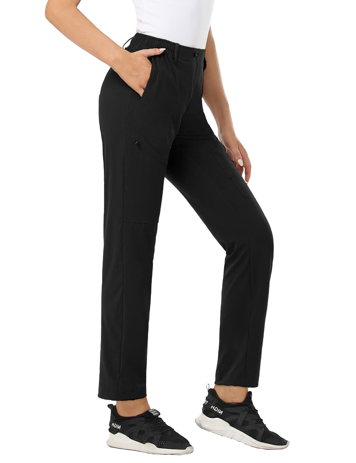 Photo 1 of Safort Women's 30" Inseam Regular Hiking Cargo Athletic Pants with 6 Pockets Lightweight Quick Dry UPF 50+ for Outdoor, Black, M