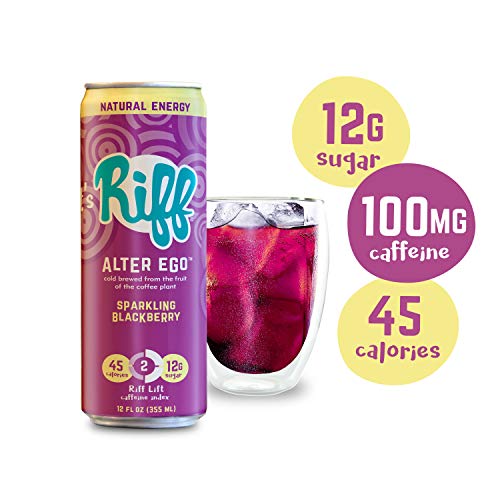 RIFF Alter Ego, Sparkling Blackberry All Natural Energy Drink, brewed