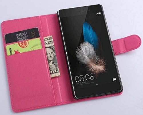 huawei P8lite Leather Case, [Kickstand Feature] [Perfect Fit] huawei P8lite Wallet Case, Luxury Wallet PU Leather Case Flip Cover Built-in Card Slots (huawei P8lite Case-Wallet-Rose)