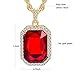 Cuccu 14K New Gold Plated Mens Iced Out Ruby Octagon Hip Hop Pendant with 3mm 24