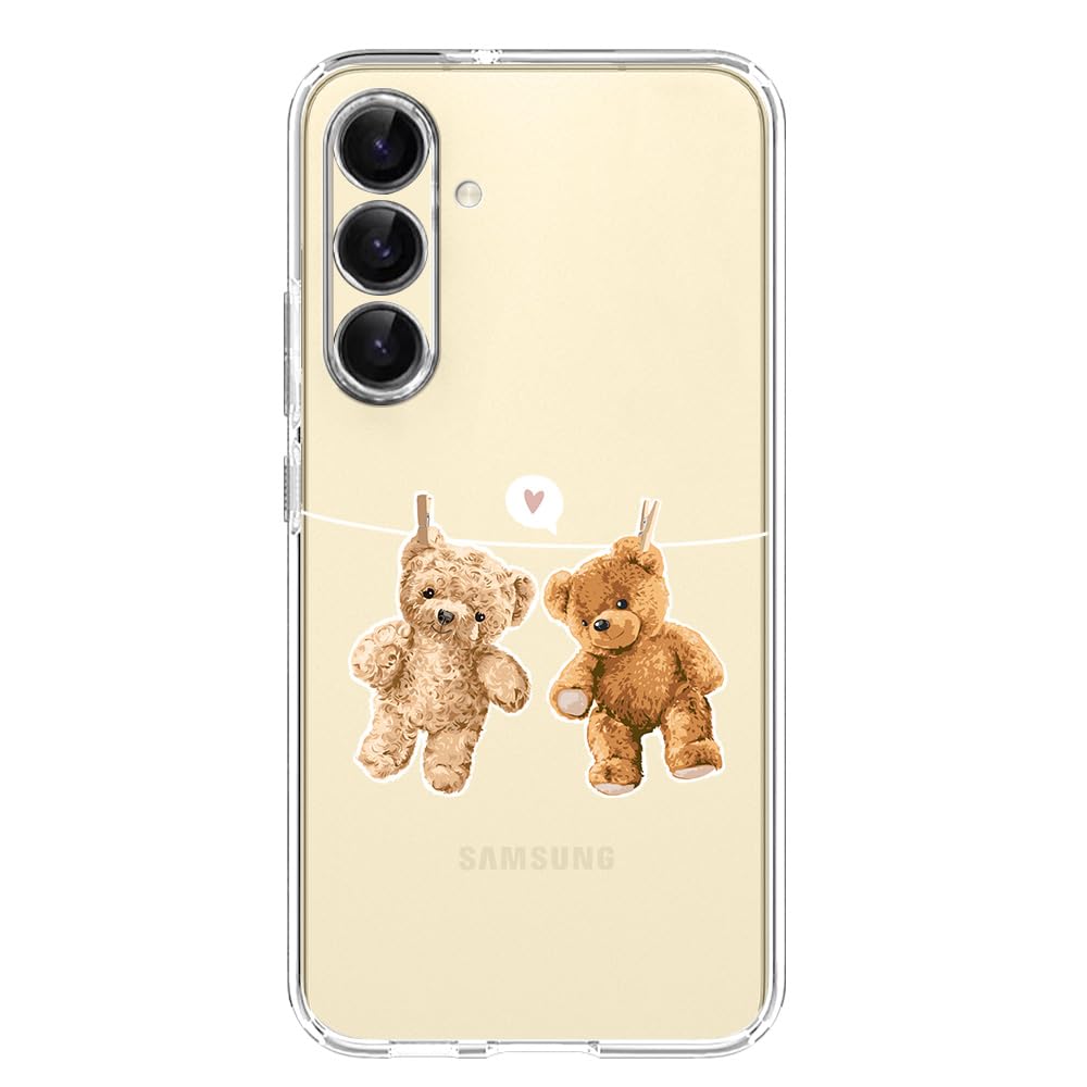 Photo 1 of Blingy's for Samsung Galaxy S24 Case, Cute Teddy Bear Design Cartoon Animal Style Transparent Soft TPU Protective Clear Case Compatible for Samsung Galaxy S24 6.2 Inch (Hanging Teddy Bears)