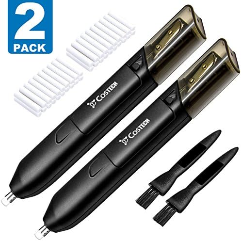 Electric Eraser Kit, Costech Portable 2 In 1 Design with Manual Pencil Sharpener - Included 42 Refills and 2 Eraser Brush; Battery Operated For Classroom, Office, School, Kids, Teachers, Art (2 PACK)