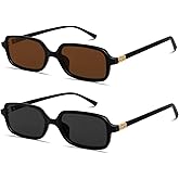Retro Sunglasses for Women Men 90s Small Rectangular Sun Glasses Vintage Cute Narrow Trendy Sunnies